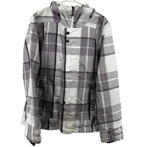 Burton Jet Set Jacket Plaid Oversized Hooded Snowboarding Winter Multicolor L